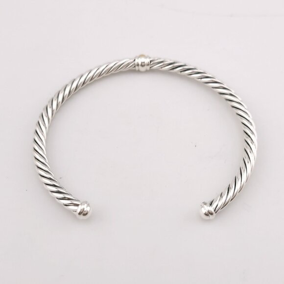 DAVID YURMAN Sterling Silver & 14k Gold Cable 4mm Flex Station 7 Inch Bracelet - Picture 9 of 13